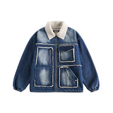 Unisex Jacket Winter Denim Lambswool Jacket