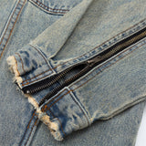 Men Denim Jacket Men's Denim Jacket Spring and Autumn Washed Worn Coat