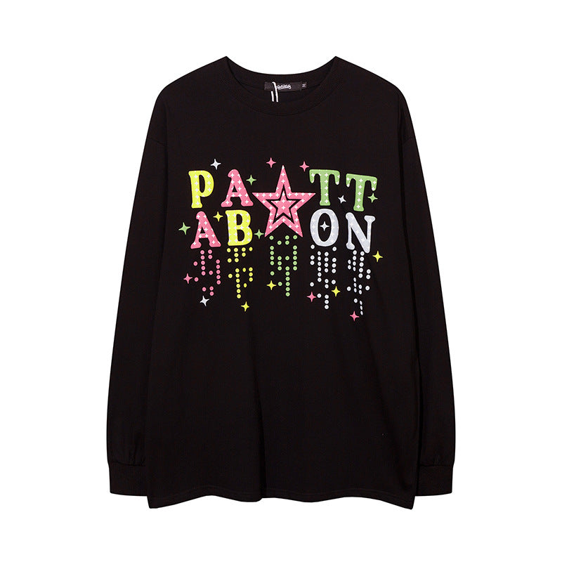 Men Long Sleeve Shirt Printed Couple Base Top Versatile Long Sleeve T-shirt for Men and Women