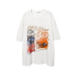 Men's T Shirt Loose Short-Sleeved T-shirt Men's Trendy Retro Printed Hip Hop