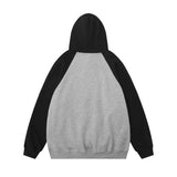 Men Hoodie Color-Block Raglan Sleeves Hooded Sweater Boys Loose Letters XINGX Printed Casual Hoodie