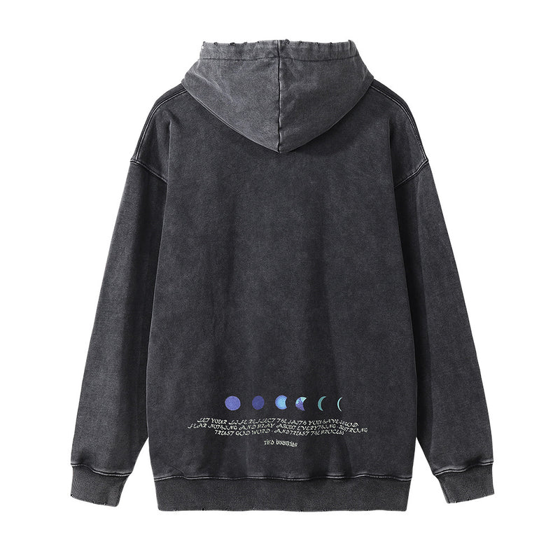 Men Hoodie Printed Hoodie Autumn and Winter Long Sleeve Washed Old