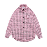 Men Long Sleeved T Shirt Plaid Shirt Long Sleeve Men's Ins Loose Street Lapel Shirt Autumn Coat