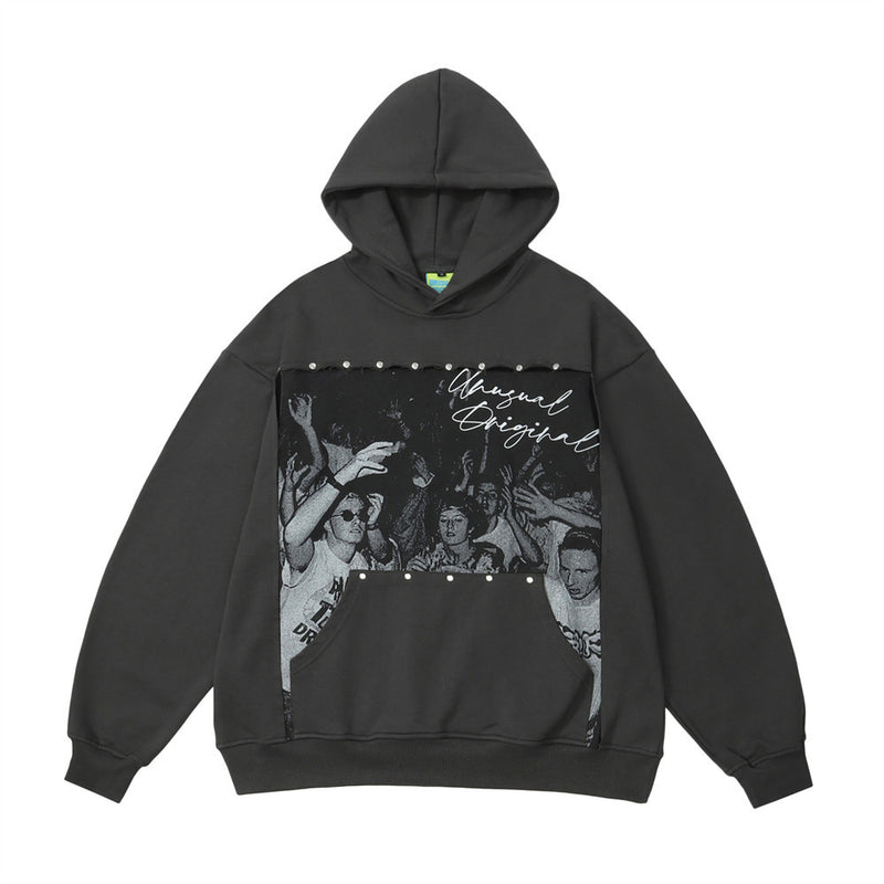 Men Hoodie Character Printed Hoodie Men's Loose Pullover Hoodie