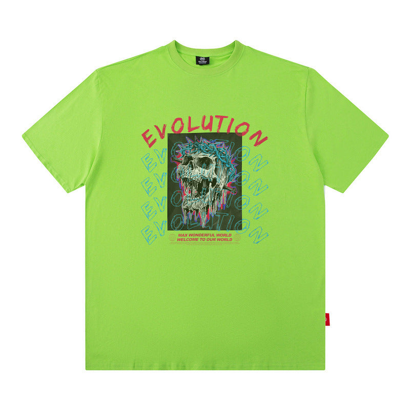 Men T Shirt Skull Graffiti Printing Short Sleeve T-shirt