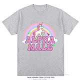 Alpha Male Unicorn Tee Rainbow Graphic Tees Funny