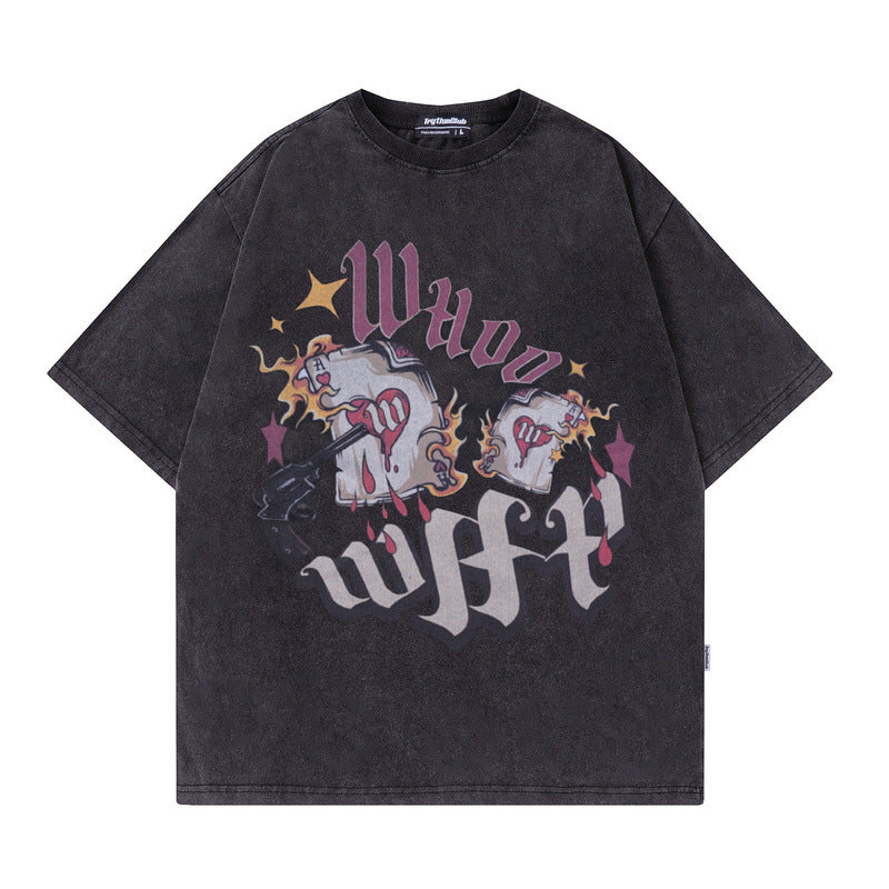 Men T Shirt Cartoon Printed Short-Sleeved T-shirt Men and Women Vintage