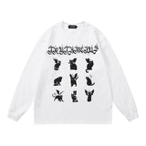 Men Long Sleeve Shirt Distressed Long Sleeve T-shirt Men's and Women's Hip Hop Retro Loose round Neck Sweater