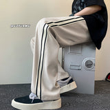 Men Sweatpants Ribbon Matching Ice Silk Casual Pants Men's Sports Pants