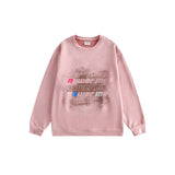 Unisex Hoodie Retro Crew Neck Pullover Pink Sweatshirt Men's and Women's Tops