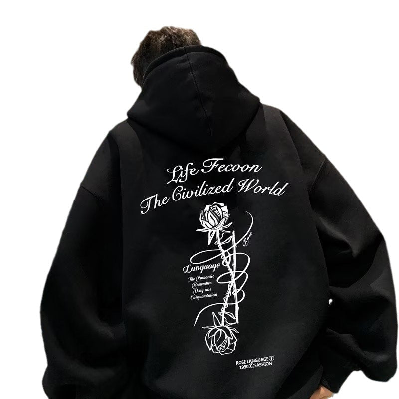 Men Hoodie Hooded Sweater Autumn High Street Pu Shuai Loose Casual Jacket