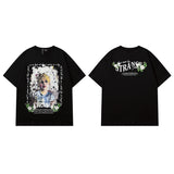 Men T Shirt Kitten Print Short Sleeve T-shirt Hip-Hop Street Loose