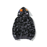 Bathing Ape Hoodie Autumn and Winter Shark Head Terry Sweater Men's and Women's Casual Camouflage Thin Sweater Baggy Coat