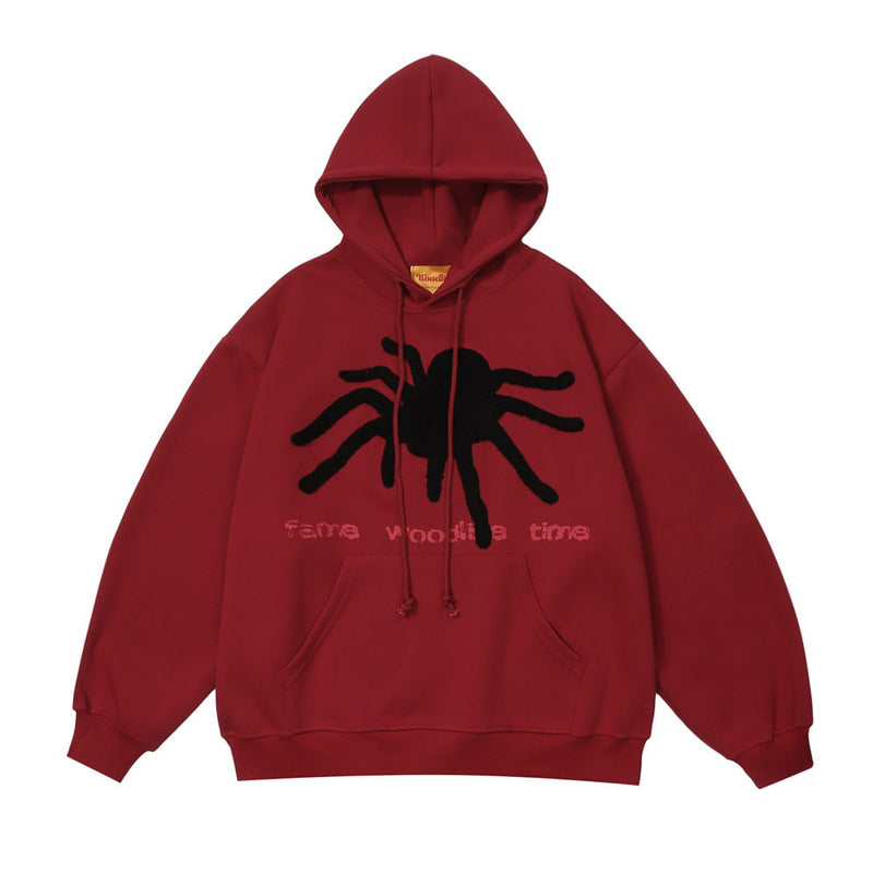 Men Hoodie Spider Web Printed Sweater Men's Loose Pullover Hoodie Autumn and Winter