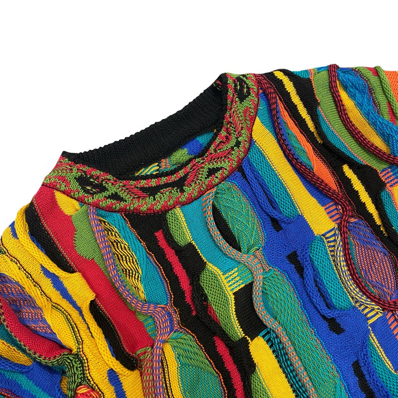 Kapital Sweater Vintage Hida Hehong Heavy Industry Pattern round Neck Retro Three-Dimensional Wave Contrast Color Sweater