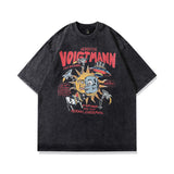 Men T Shirt Vintage Printed Distressed Washed Short Sleeve T-shirt Men and Women Vibe Style