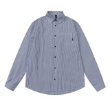 Men Long Sleeved T Shirt Spring and Autumn Vertical Striped Long Sleeve Shirt Men's Casual Loose Shirt Outer Wear