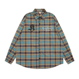 Men Long Sleeved T Shirt Plaid Long Sleeve Shirt Men Street Fashion Versatile Spring and Autumn Casual Loose Lapels