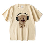 top Cute Cat Printed Short Sleeve T-shirt