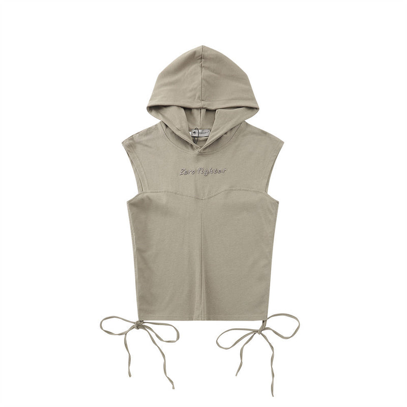 Women Vest Hooded Sleeveless Vest Stitching Letter Embroidery Summer Casual Women