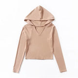 Women's T-Shirt Hooded Long-Sleeved T-shirt Women's Autumn Slimming Bottoming Shirt