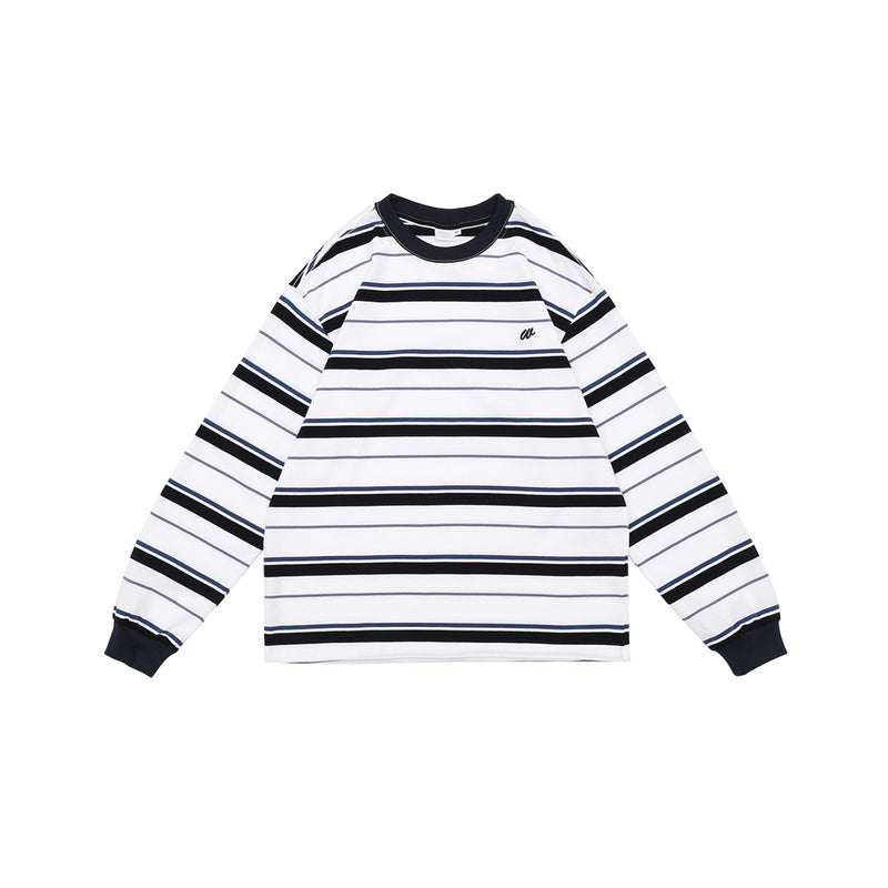 Unisex Hoodie Vintage University Style Striped round Neck Sweater for Men and Women