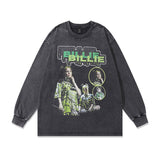 Men Long Sleeve Shirt Bili Portrait Printing Distressed Long Sleeve T-shirt Men and Women Retro