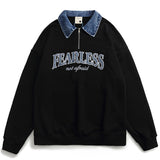 Men Fleece Lined Hoodie Multicolor Hoodie Men's Ins Loose Letter Embroidery Polo Top