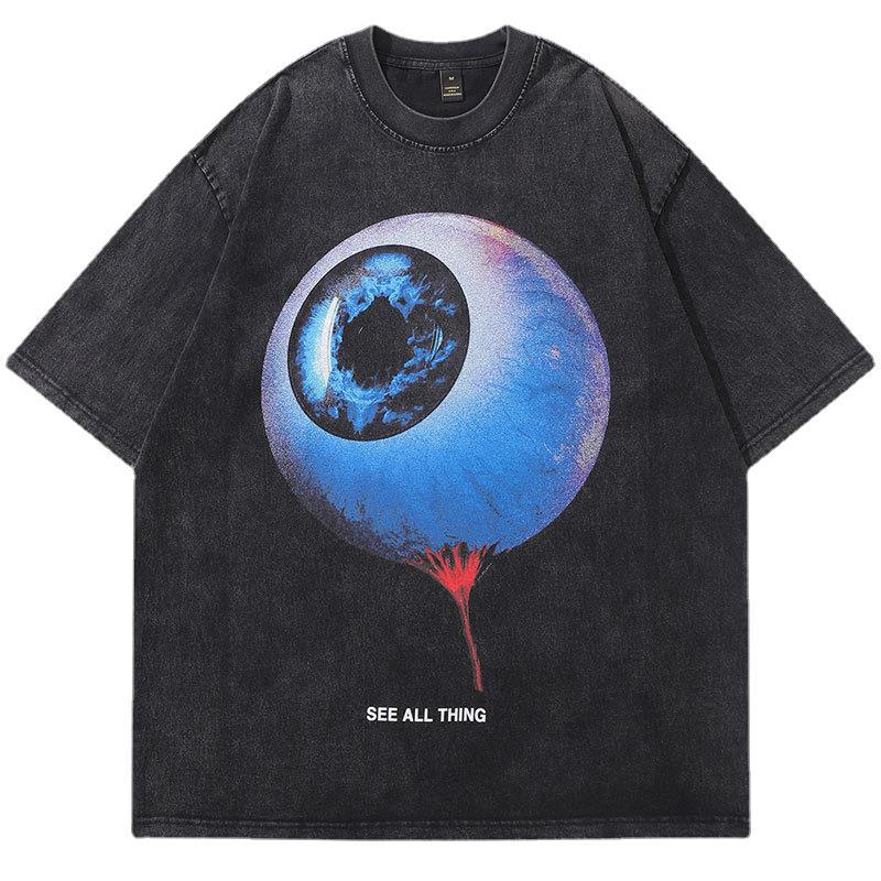Vintage Oversized T-Shirt Hip Hop Eye Graphic Print