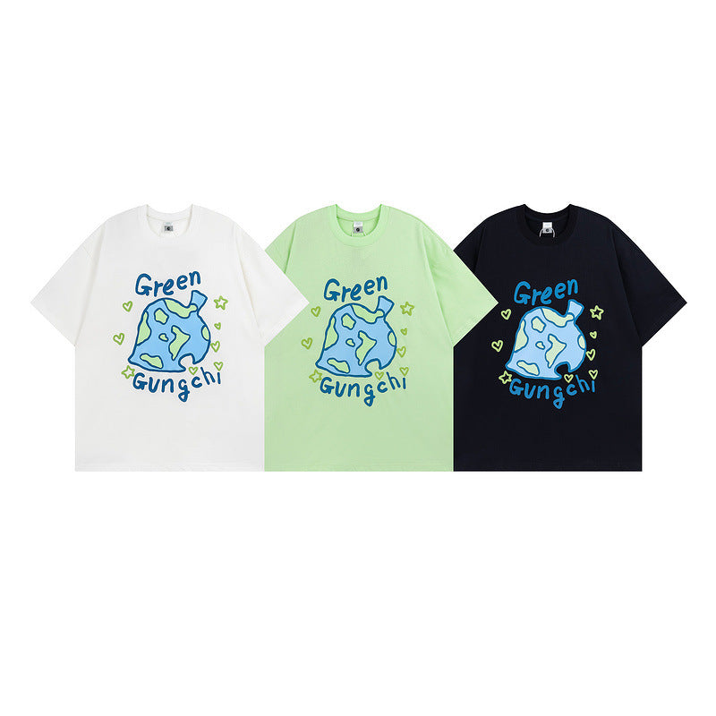 Men T Shirt Fashion Brand Sweet Cool Printed All-Matching Couple Short Sleeve T-shirt Men and Women