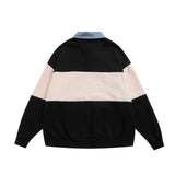 Men Hoodie Stitching Embroidered Letters Men's Loose Spring and Autumn Long Sleeve Polo Shirt