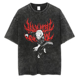 Hip Hop Streetwear Japanese Anime Graphic T Shirt Washed