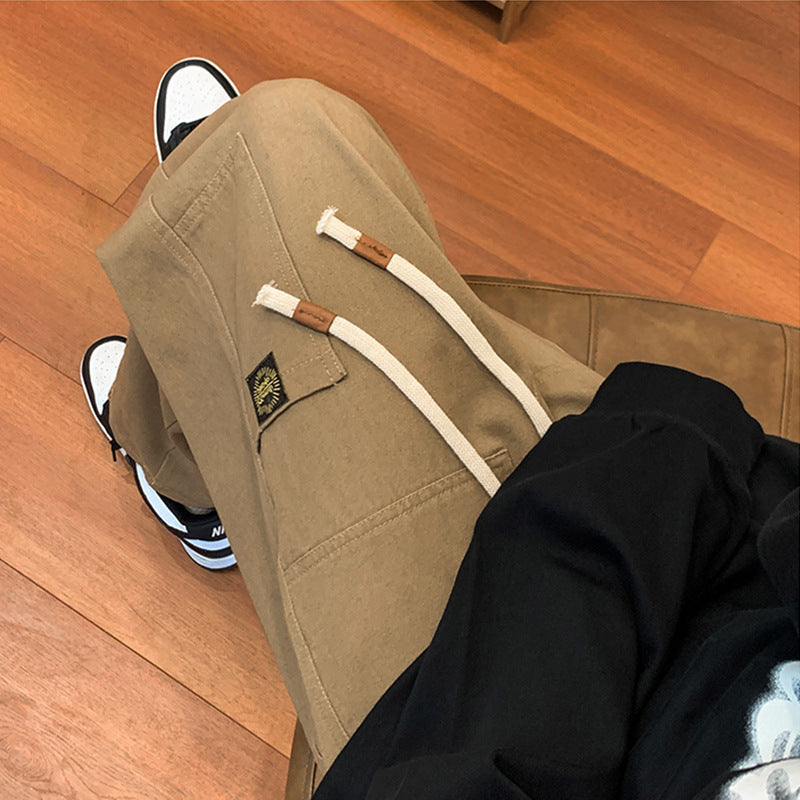 Men Sweatpants Workwear Pants Men's Autumn and Winter Leisure Straight Wide-Leg Pants