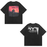 Men T Shirt Washed Printed Short-Sleeved T-shirt for Men and Women