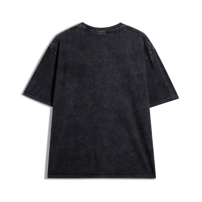 Men T Shirt High Street Print Loose Distressed Short Sleeve T-shirt