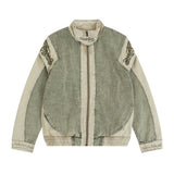 Men Denim Jacket Stitching Washed and Worn Denim Jacket Coat Men's Autumn and Winter Loose Denim Jacket