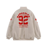 Men Cotton Padded Jacket Coat Embroidered Quilted Baseball Uniform Jacket Men's Autumn and Winter Loose Casual Cotton-Padded Jacket