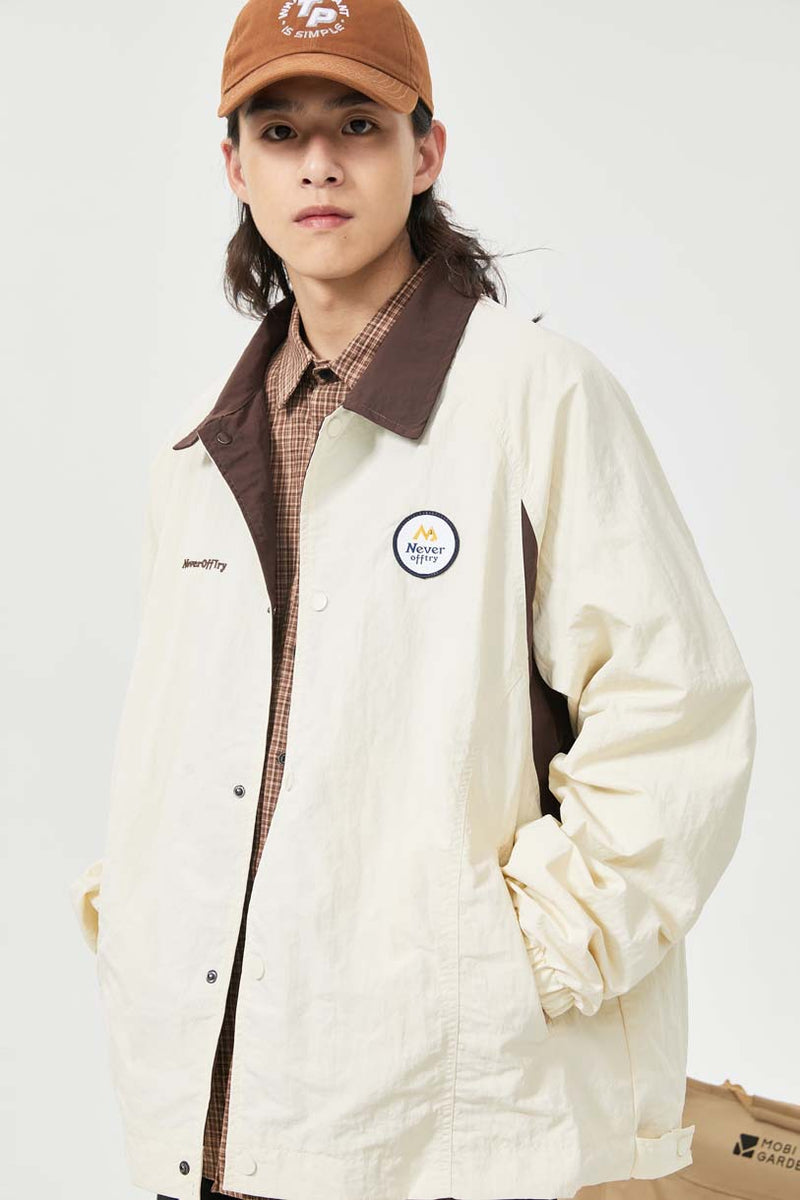 Unisex Jacket Autumn Contrast Color Lapels Coat Women's Clothing