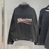 Graffiti Bomber Jacket Graffiti Cola Embroidery Denim