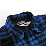 Men's Long Sleeve T Shirt Plaid Embroidered Letter Shirt Men's Ins Loose Casual