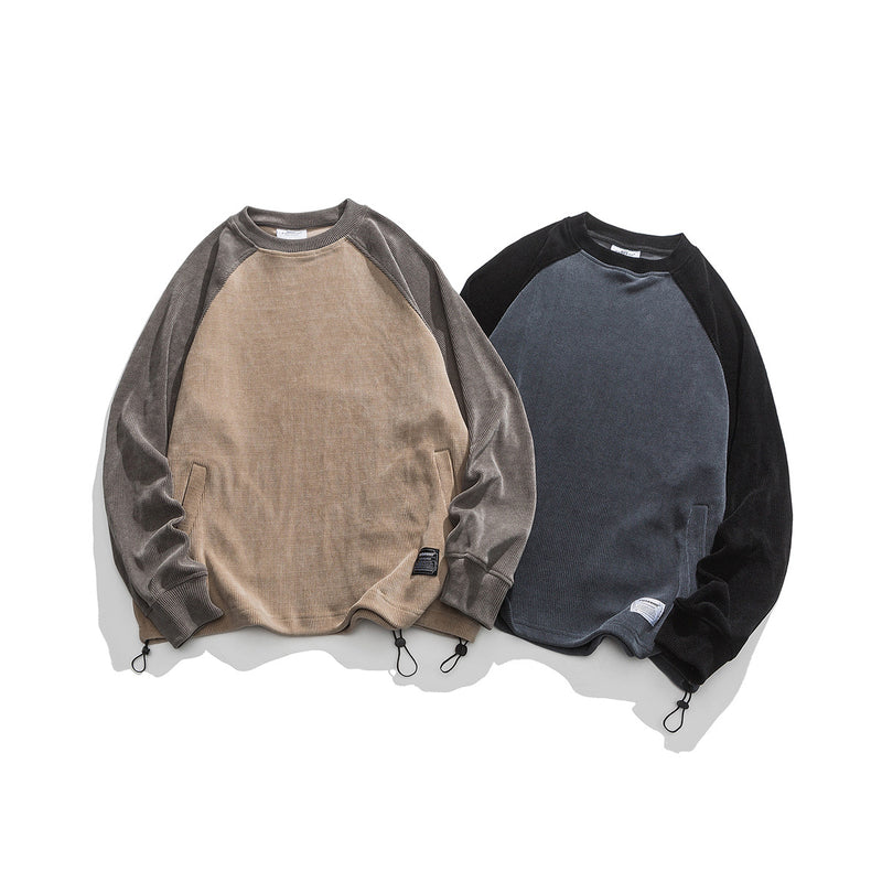 Unisex Hoodie Fashion Brand Raglan Sleeve round Neck Sweater Men's College Style Coat
