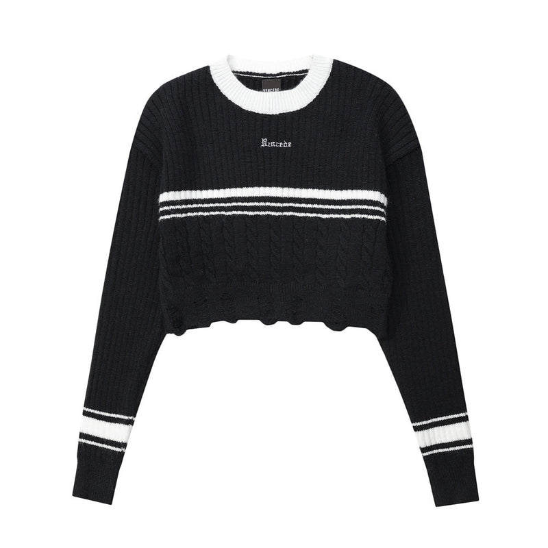 Women Sweater Short Knitwear for Girls Spring and Autumn round Neck