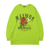 Men Long Sleeve Shirt T-shirt Men's and Women's Autumn and Winter Rose Letter Print Loose Design