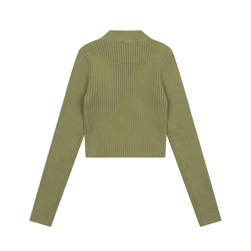 Women Sweater Short Sweater round Neck Slim Solid Color Autumn Sweater