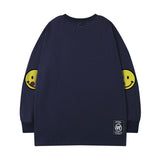Men Long Sleeve Shirt Printed Long Sleeve T-shirt Men's and Women's Casual Smiley round Neck Top