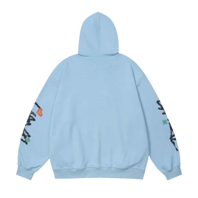 Men Hoodie Cartoon Monster Graffiti Printed Hoodie