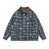 Men Denim Jacket Denim Shirt Coat Men's Contrast Color Lapels Jacket Spring and Autumn