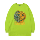 Men's Long Sleeve Shirt Cartoon Printed round Neck Long Sleeve T-shirt Men's Ins Loose All-Match