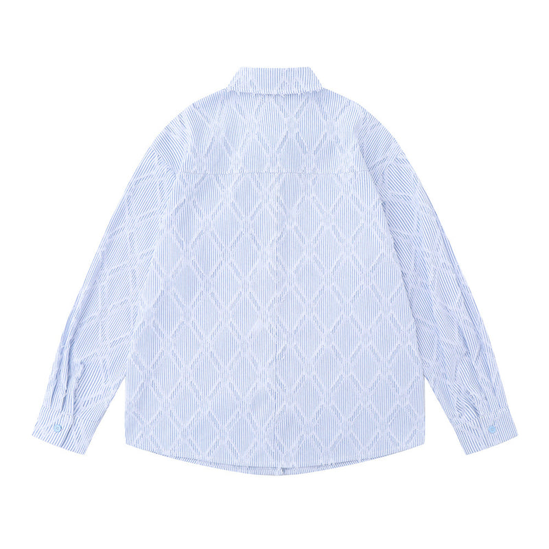 Men Long Sleeved T Shirt Pinstripe Long Sleeve Shirt Men Spring and Autumn Patchwork Shirt Loose Casual