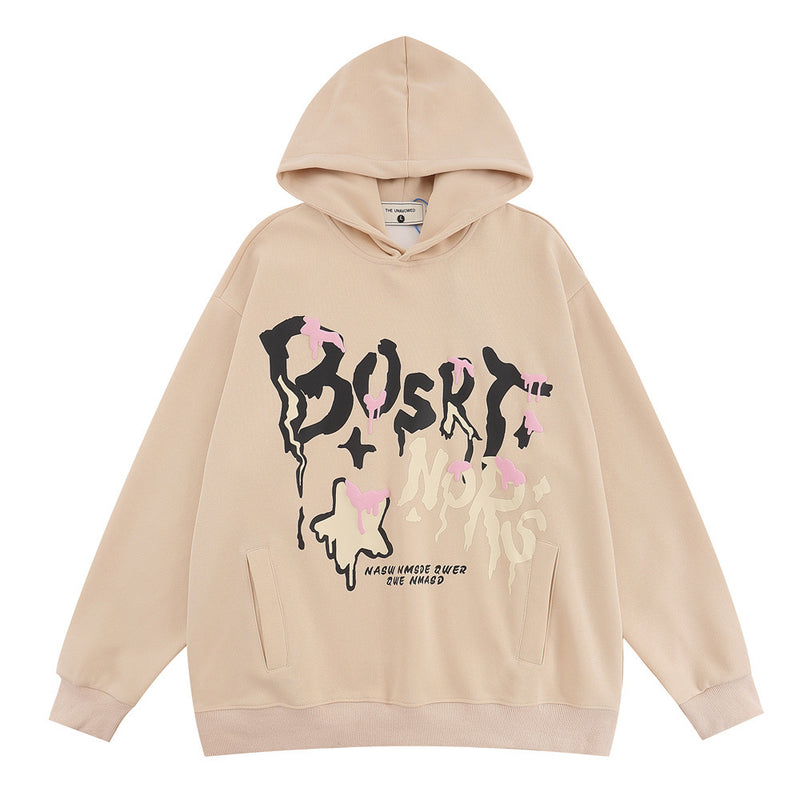 Men Hoodie Letter Graffiti Foaming Printed Hoodie